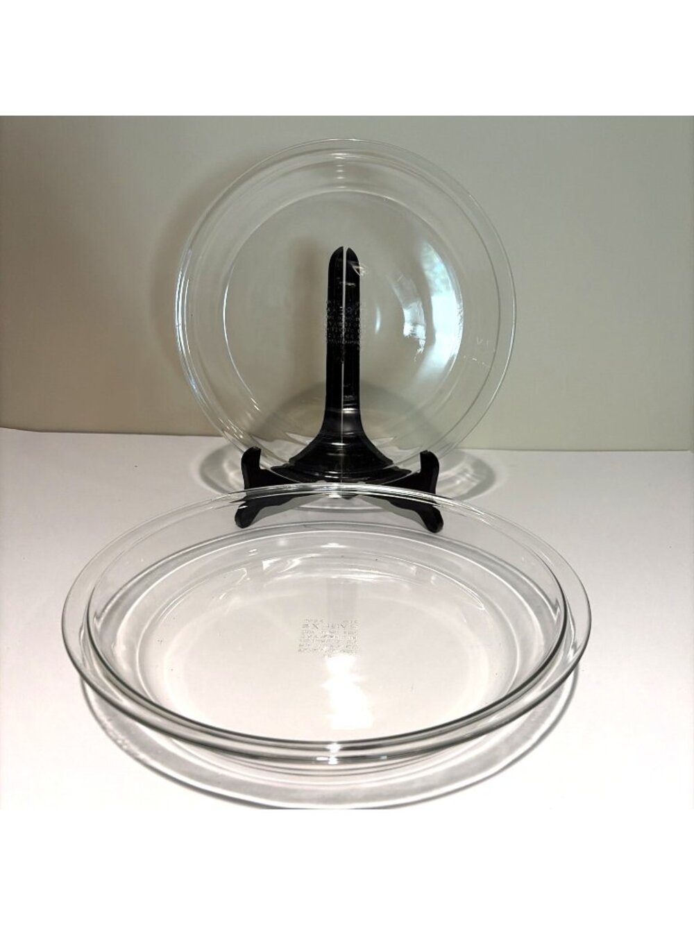 2 Vintage Pyrex 10" Pie Plate Deep Dish 210 & 9" Pie Plate 209 Wide Rim Clear